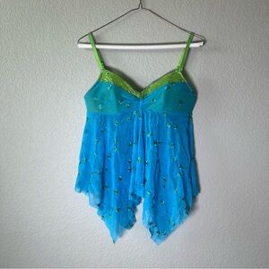 Victoria’s Secret Lace Flyaway Top Size M Fairy Boho Y2K Babydoll Camisole Sheer